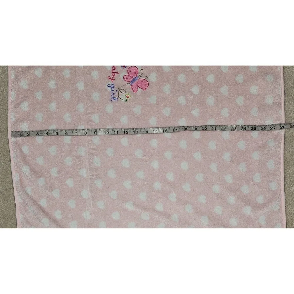 Garanimals  Pink White Hearts Baby Girl Fleece Blanket Butterfly Flowers 28x39